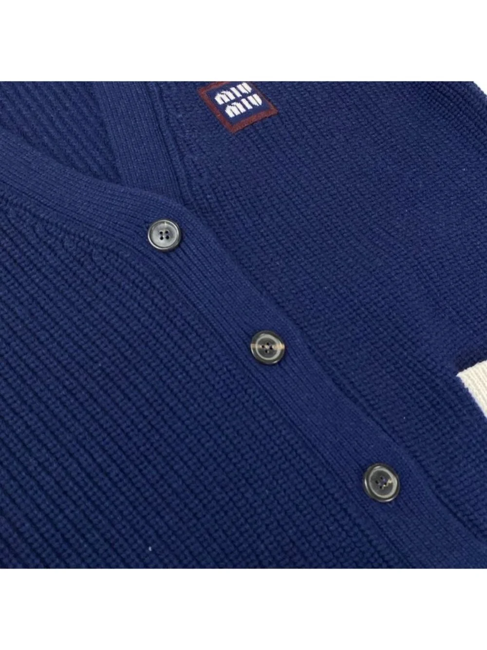 Miu Miu Cardigan S Navy Ivory Wool
